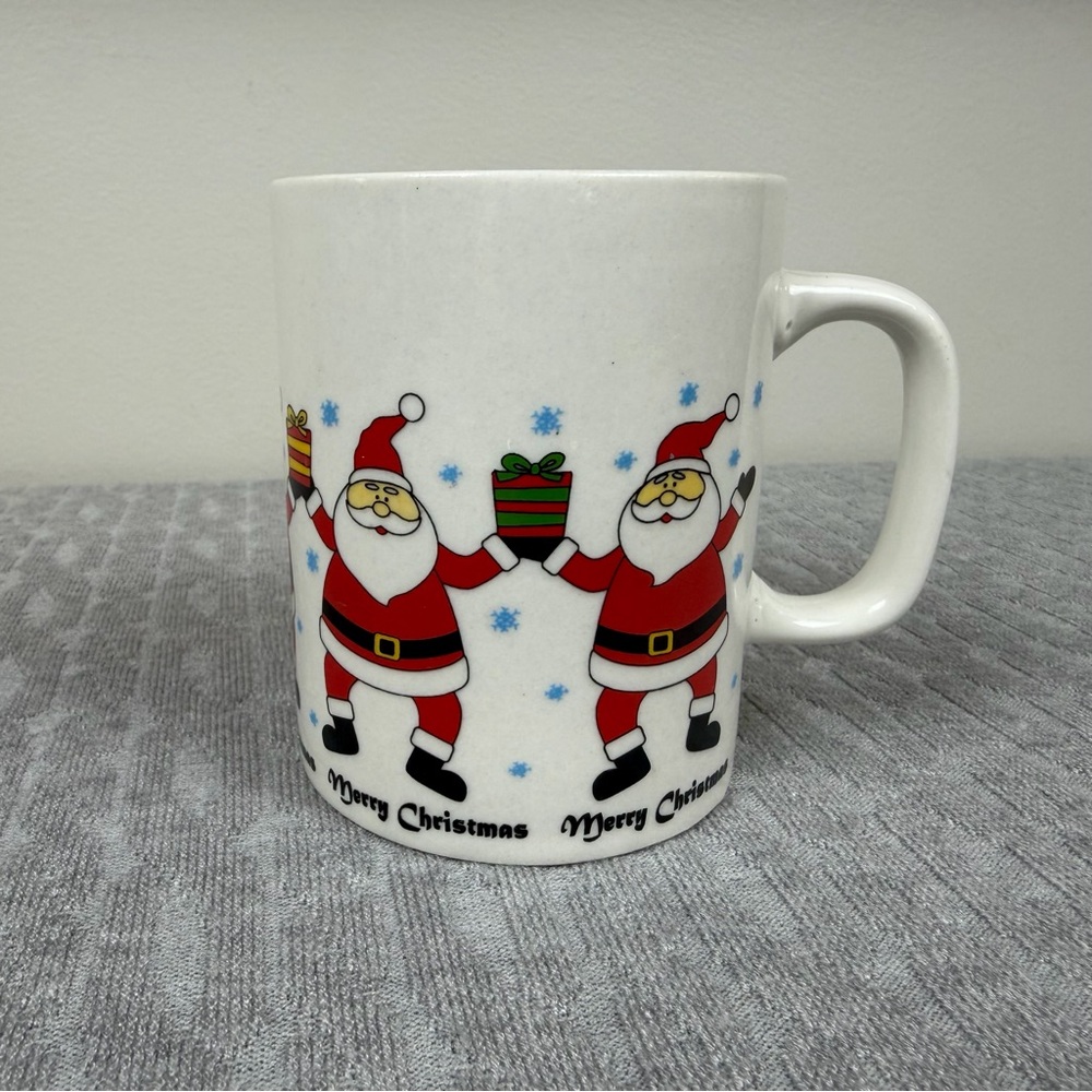 Royal Norfolk White Mug with Red Santa and Green Gift Accents Christmas
